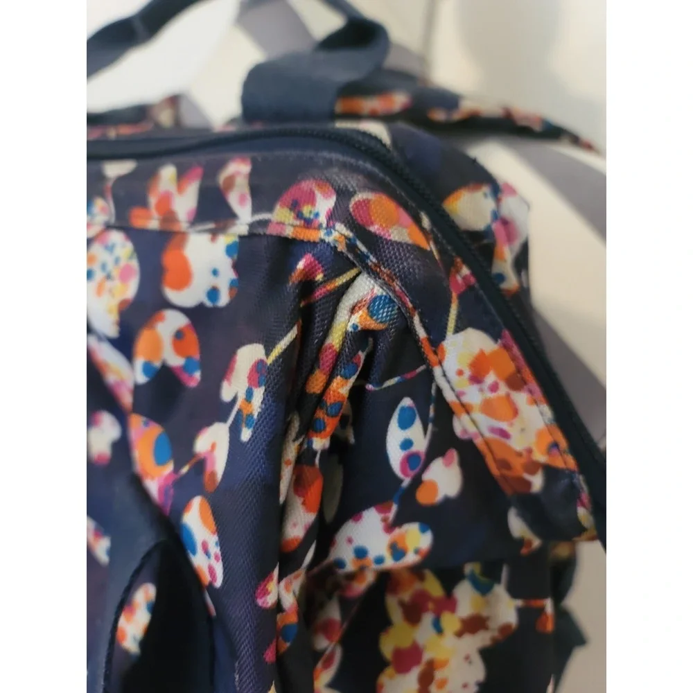 Vera Bradley Lighten Up Frame Large Backpack Floral Print Travel School Bag Navy